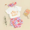 Kledingsets geboren Baby Girl Summer Outfits Tante S IE Korte mouw Romper Bloemen print Shorts Hoofdband 3 stks schattige kleding