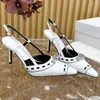 Sandals Est Spring Summer Elegant High Heel Trendy Patent Leather Women Shoes Pointed Toe Solid Color Metal Buckle Decor