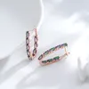 Dingle örhängen kinel oval färgglad sten lång droppe för kvinnor mode naturlig zirkon med 585 rosguld enkel dagliga fina smycken