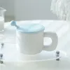 Becher moderne einfache matte Glasmatte Oberfläche mit Deckel Haushalt Becher Mädchen Ins Stil Milch Büro Trinkwasser Keramikbecher
