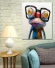 Wear Glasses Frog Hand painting Oil Painting On Canvas Large Abstract Cartoon Paintings Wall Decoration JL3339988807