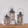 Garden Gift Vintage Hanging Exquisite Home Wedding Wood Metal With Handle European Style Handmade Candle Holder Lantern