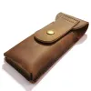Svart/brun vikkniv ficklampa bältesslinga fodral hållare läder mantel pocket jakt camp bär verktyg väska utomhus vikknivverktyg