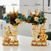 European Style Ceramic Golden Vase Arrangement Dining Table Home Decoration Accessories Creative Golden Elephant Vases 240329