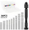 Mini Micro Aluminium Hand Drill Twist Manual Borr Bit Träbearbetning Borrning DIY Carving Harts Polymer Lera Plast SMEEDDAG