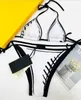 2024 Heta mode kvinnor badkläder sexiga flickor baddräkt sommar baddräkt strand bikinis set brev mönster kvinnor bodysuit badkläder