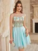 Misshow Summer Mini Beach Lace Drity for Women Sexy Illusion Tulle tulle tulle tulle tulle frustes evening prom party vestidos curto 240408