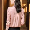 Women's Blouses Solid Color Slim Fit Versatile Long Sleeved Chiffon Cardigan Shirt Spring And Autumn Lapel Professional Fashion Top