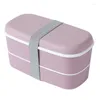 Dinyire Sets Microwavable 2 Layer Lunch Box met compartimenten lekkendichte Bento geïsoleerde container roze roze