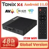ボックスタニックスX4アンドロイドテレビボックスAMLOGIC S905X4 ANDROID 11 2T2RデュアルWIFIサポートAV1 H.265 8K 4K 60FPS Google Voice AssistantYouTube