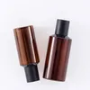 Storage Bottles High Quality PET Plastic Empty Amber Cosmetic 100ml 150ml Toner Cream Lotion Bottle With Black Cap