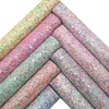 Zonnebloemen pastel glitter faux vinylstof met vilt glitter lederen lakens voor oorbellen bogen diy 21x29cm gm6007