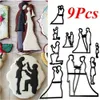 9pcs Cookie Cutter aus Braut Bräutigam Paare Silhouette Hochzeitstorte Fondant Formwerkzeuge für Geburtstag Valentinstag Weihnachten