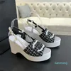 Donne Summer Piattaforma aperta Piattaforma di punta Sandals Sandali intrecciati intrecciati tacco grossolanato