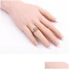 Anneaux MXGXFAM Fashion Gold Couleur pour les filles Femmes Daily Wear18 kgoldplated Cubic Zircon Drop Livrot Bijoux Ring Dhyxq