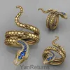 Fashion Steric Golden Zircon Snake Opening Justerbar ring Män Kvinnor Punk Hip Hop Pary Jewelry Accessories Gift339Q