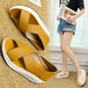 Sandalen rugriem slip-on pu dames open teen wiggen schoenen platform casual vis mond zomer buiten strand groot formaat 43 sandles