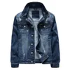 Mens trendiga flip krage smal höstvit denim jacka topp