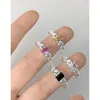 Cluster anneaux coréens mode S925 argent sterling carré carré cubique zircone bulles de luxe ball doigt fin bijoux accessoires