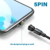 AUFU 5pin Cable Plug Round Round Adaptador de carregamento Fast Dicas para iPhone Samsung Huawei Xiaomi Plugues de carregamento de ímãs 1/3/5pcs