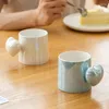 Mugs Creative Ceramics Love Handle Coffee Cup Nordic Ins Home Decorarion Accessories Handmade Art Tea Mug Tray Gifts For Girlfriend