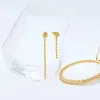 Stud Earrings 18K Gold Color Cubic Zirconia Drop Long Bead Tassel Dangle Fashion Women Trendy Brass Wedding OEM Available