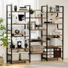 Numenn Triple Wide 5 Tier Bookhelf, Rustic Industrial Style Bokhyllor med 14 öppna displayhyllor, modern hög bokhylla