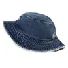 Berets 2024 vintage dżinsowy wiadra kapelusz krawat krawat barwnik łowić czapkę polowania składane płaskie czapki rybaków dla mężczyzn Bob homme