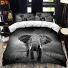 Coquette de couette éléphant Ensemble de literie jumelle à thème d'animaux sauvages Queen Size