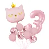 10 piece set of digital crown cat aluminum film balloons, birthday party decoration