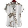 Mäns casual skjortor 2023 Summer Mens Floral Chinese Style Shirt Short Sleeve Hawaiian Shirts For Men Plus Size Snabb torrtoppar Tee Shirt Man Camisa 240409