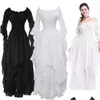 Basic Casual Dresses Vintage Medieval Costume Woman Retro Renaissance Lace Irregar Maxi Dress Corset Waist Long Halloween Cosplay 5Xl Dh9Fv