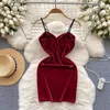 Abiti casual Foamlina Nightclub Dress Abito da donna Stilling Short Short Short for Women 2024 Arrivo Retro Red Velvet Mini Club