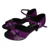 Buty taneczne Dostosowane pięta dziewczęta/ kobiet salsa balsowa Purple Professional Socials Evening Party Latin Open Top