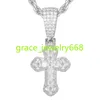 DE VVS1 Dazzling Moissanite Fashion Fine Jewelry Stylish 925 Sterling Silver Chunky Cross Pendant Chain Necklace