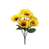 Dekorative Blumen 1 Bündel 7 Gabeln künstliche Sonnenblumensträuße gefälschte Wildblumen Hochzeitsfeier DIY Craft Art Decor