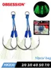 10Pair Twin Assist Hook Barbed Carbed Carbon Steel Double Pike Glow Fishhook för långsam jig Konstgjord bete Sea Fishing Hooks 240329