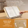 Desktop Book Stand for Reading with 360° Rotating Base Plywood Panel & Page Clips Foldable and Angle Adjustable for Book Holder