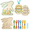 Pasen Wooden Cross Stitch Kit Diy Easter Bunny Egg Wood Ornament Hanging Decor Easter Paster For Kids Art Crafts Activity Party