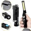 Linterias Torchas COB LED portátil Mtifuncional Magnético Plegable Luz de trabajo USB Big Tamaño 5 Trabajo Drop de entrega Deportes Dhbdy