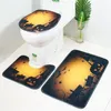 Mattes de bain Zeegle Halloween Mat 3pcs / Set Bathroom Carpet Foot Anti-Slip pour les tapis de toilette Plancher absorbant