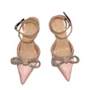 Sandals Bowknot High Heels For Women Sparkly Closed Pointed Toe Heeled Holiday Birthday Gift