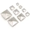 100pcs 6-20 mm Rivets en argent punk carré pyramide en métal étalons quatre / deux griffes rivettes pour cuir sacs de vêtements de bricolage