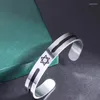 Bangle Israeli Star Of David Symbol Stainless Steel Bracelet Jewish Men's Cuff Shield Hexagram Religious Jewelry