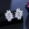 Hölzerohrringe Dreigraces Funkeln Marquise Cut Cubic Zirkonia Zarte große Blumenbrauthochzeit für Frauen Party Schmuck E1331