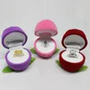 Flower shape Gift Wrap Jewelry Boxes Cute Rose Flocking Ring Case Earring Ear Stud Cases Gifts Container Display Jewelry-Box T9I002610