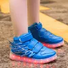 Sneakers Kids Kids Light Up Buty ze skrzydłami Dzieci LED Buty chłopcy Dziewczyny Świeci świetliste trampki USB Chłopcze buty mody