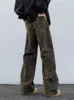 Kvinnors jeans leopard tryck baggy kvinnor y2k bred ben denim överdimensionerade byxor streetwear lös vintage hip hop designer