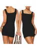 Casual Dresses Women's Knitted Bodycon Dress Summer Elegant Party Tight Fitted Square Neck Sleeveless Solid Color Short Tank For Prom