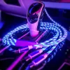 3 in 1 Fast Ladegerät LED fließende Lichtkabel Kabel Schnelle Ladelinie 2A Micro USB -Kabelladegeräte 110 cm